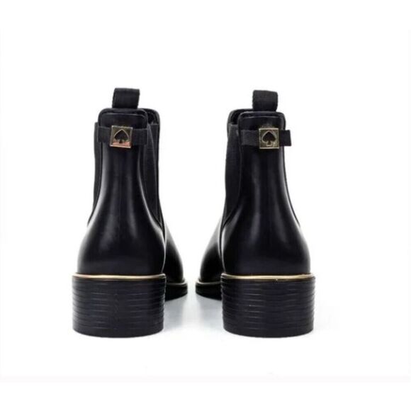 NWT Kate Spade Black & Gold Sedgewick Chelsea solstice rain boot Size 9 - Picture 3 of 10